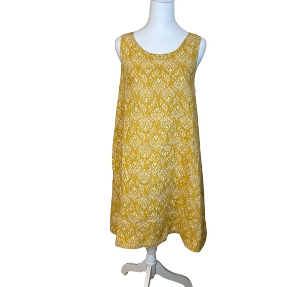 Sigrid Olsen Mustard Yellow Linen Sleeveless Dress Medium Vacation Beach Summer - Picture 1 of 11